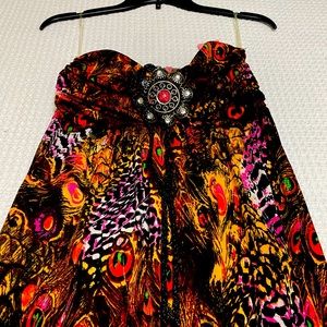 Multi color strapless Dress